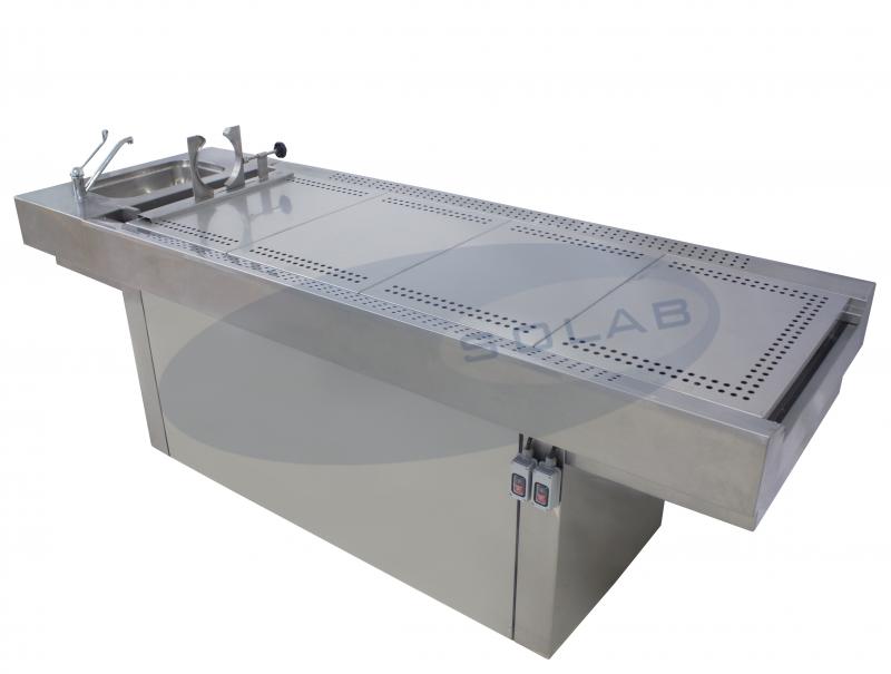 Imagem Ilustrativa de Mesa Necropsia com Suporte Craniano e Triturador (SL-399/1)