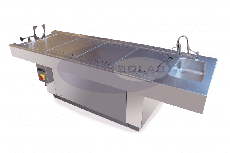 Mesa para Necropsia Suporte Craniano, Triturador, Exaustor e Hidroaspirador (SL-399/2)