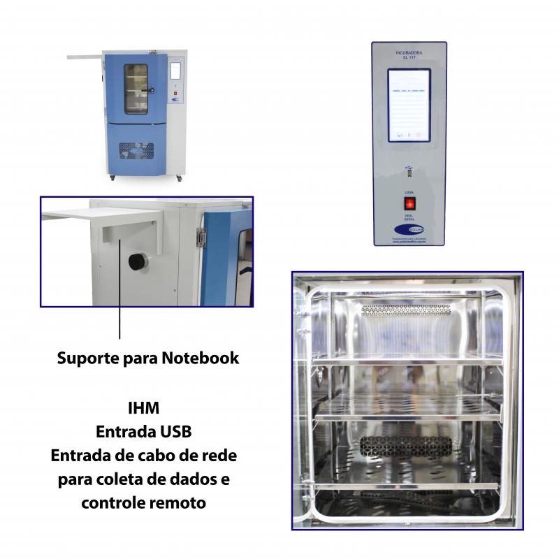Imagem Ilustrativa de Incubadora Refrigerada tipo BOD em Inox 150L com Visor de Vidro (SL-117/150-E)